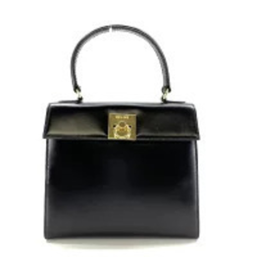 Celine Calf Leather Top Handle Handbag Black Party Bag